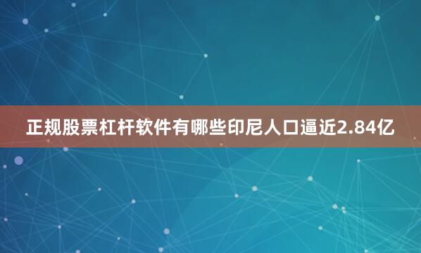 正规股票杠杆软件有哪些印尼人口逼近2.84亿